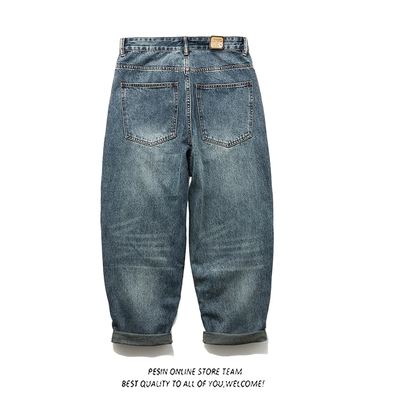 Retro Waed Casual Jeans Loose Straight Leg y Wide Leg Dad Pants Men's Jeans Trendy Youth ular Autumn Long Pants