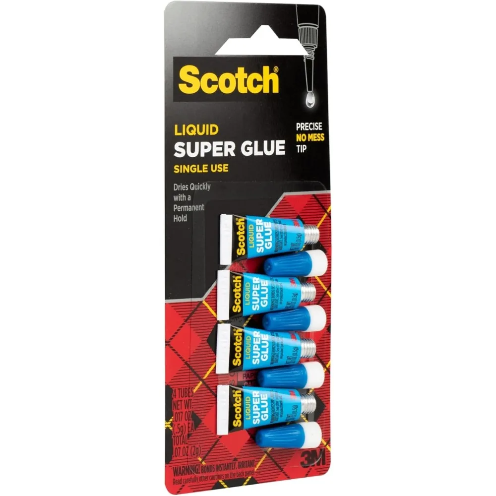 Super cola líquida de secagem rápida, tubos de uso único de 4 pacotes para reparos rápidos e ofícios