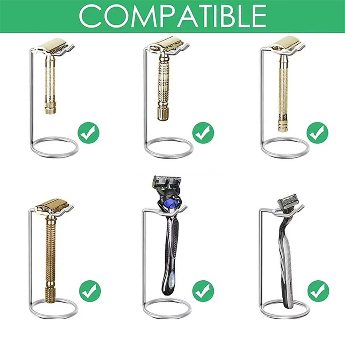 ABXHH 男性メタルアートシェービングブラシスタンドかみそりベースクロームシルバーシェービングかみそりひげクリーンシェーバーキットカートリッジ簡単にキャリー