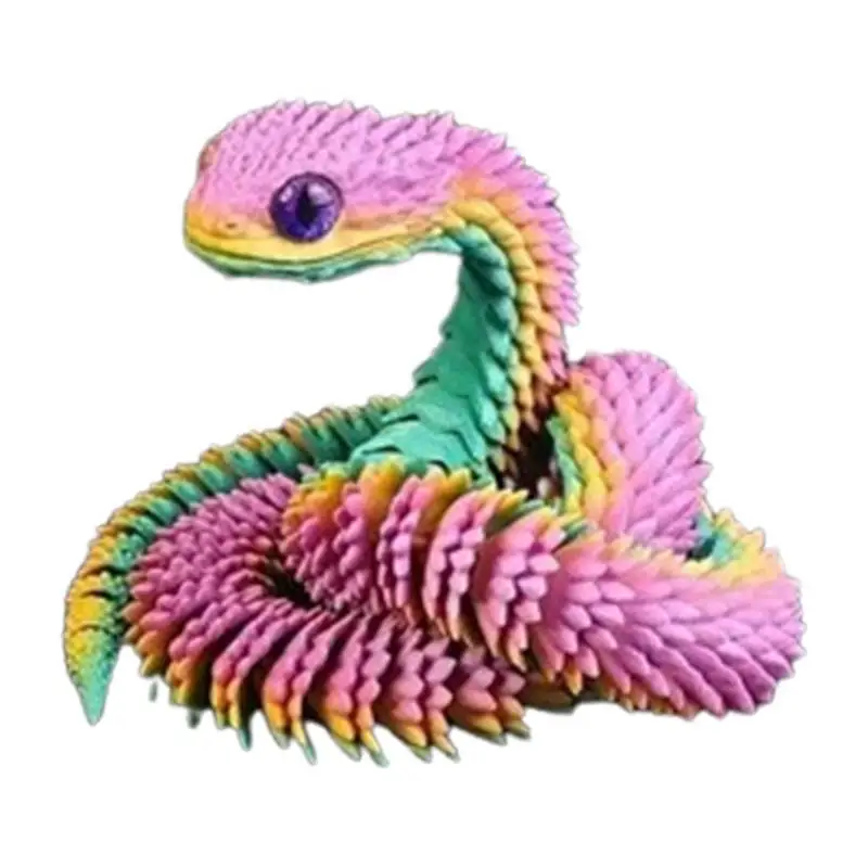 3D Printed Snake  3D Printed Animals Desk Accessories Simulation Dragon Adder Toys Flexible Movement of Joints for Room Decor