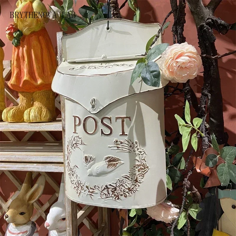 Vintage Branch Bird Pattern Letter Box American Rural Style Decoration Wall Iron Boxs Courtyard Garden Wall Mounted Mailbox