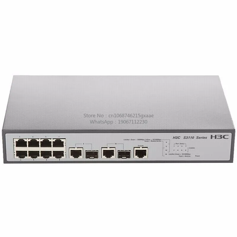 Managed Switch for H3C S3110-10TP-SI with 8 x 100Mbps Ports 2 x 1Gbps SFP Fiber Ports and 2 x 1Gbps RJ45 Uplink Ports