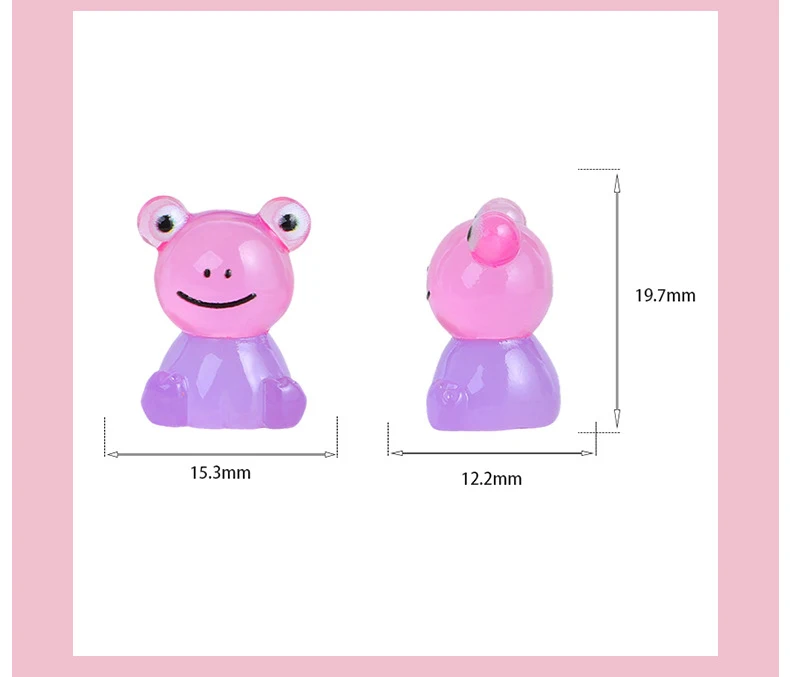 10 szt. Świecące w ciemności urocze, kolorowe żabki z żywicy, dekoracje na biurko, ozdoby, rękodzieło DIY, akcesoria do spinek do włosów, breloczków, zabawki