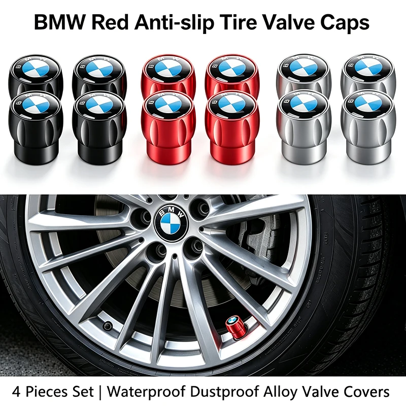 Universal Knurled Tire Valve Stem Caps for BMW E28 E34 E39 E60 E61 F10 F11 F07 F18 G30 G31 G38 G60 G68 X3 X5 M3 M4 M5 U11 U12