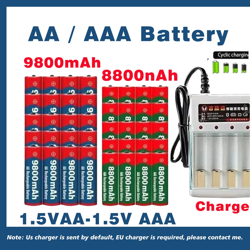 NEW 8800mAh/9800mAh Rechargeable Battery AA/AAA Alkalinity 1.5V AA/AAA Battery for Clocks Mice Computers Toys So on