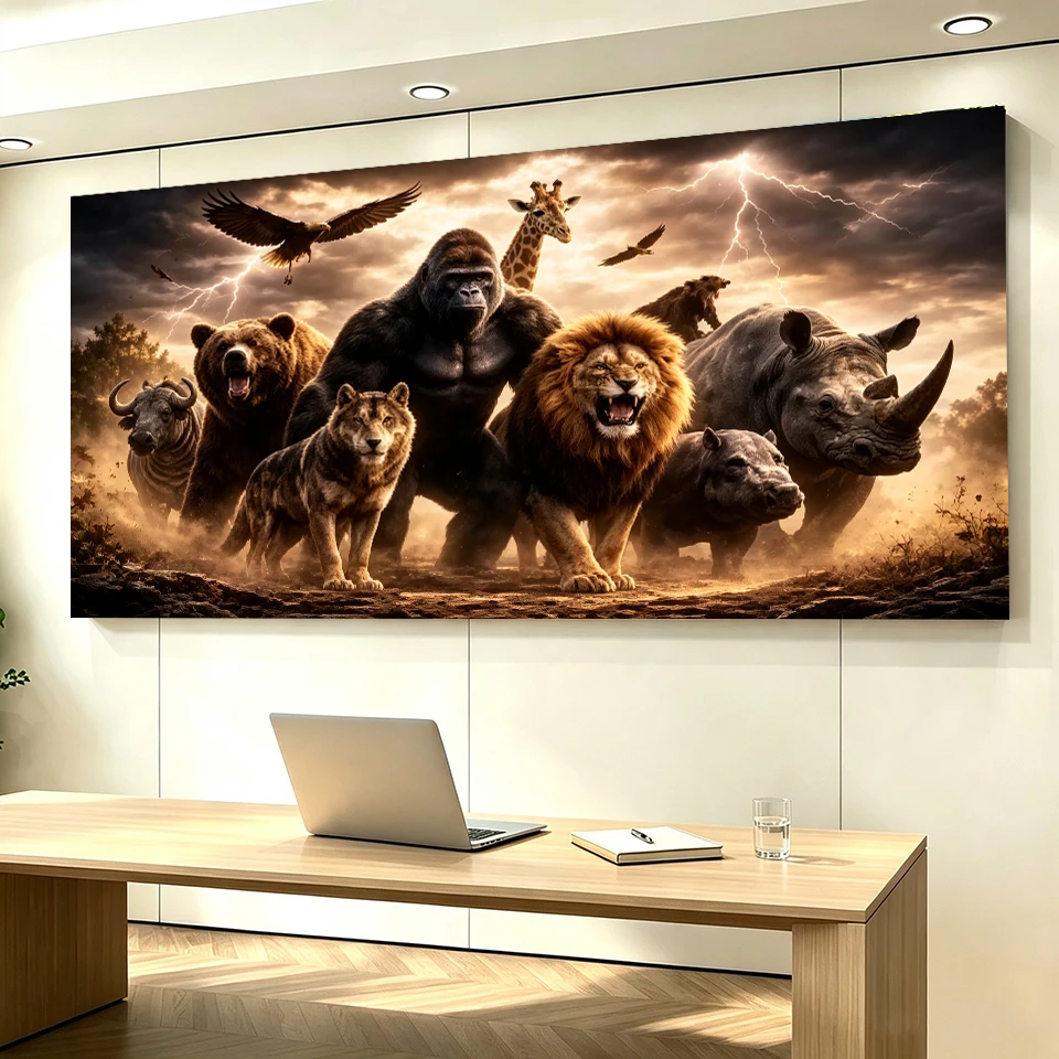 DIY Diamond Painting Large Art African Wildlife Animals Gorilla,Lion,Bear,Wolf Full Square Round Mosaic Diamond Embroidery Kits
