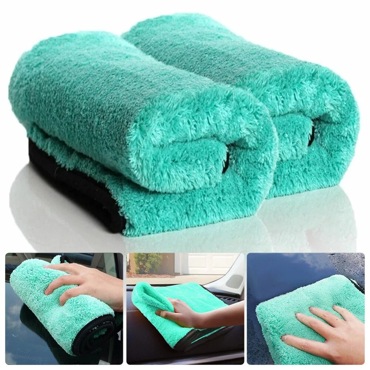 Excellent High Quality Ultra Absorbent Super Soft Premium 1200GSM Microfiber Drying Cloth - Aqua Car Wash Towel for Portable Car