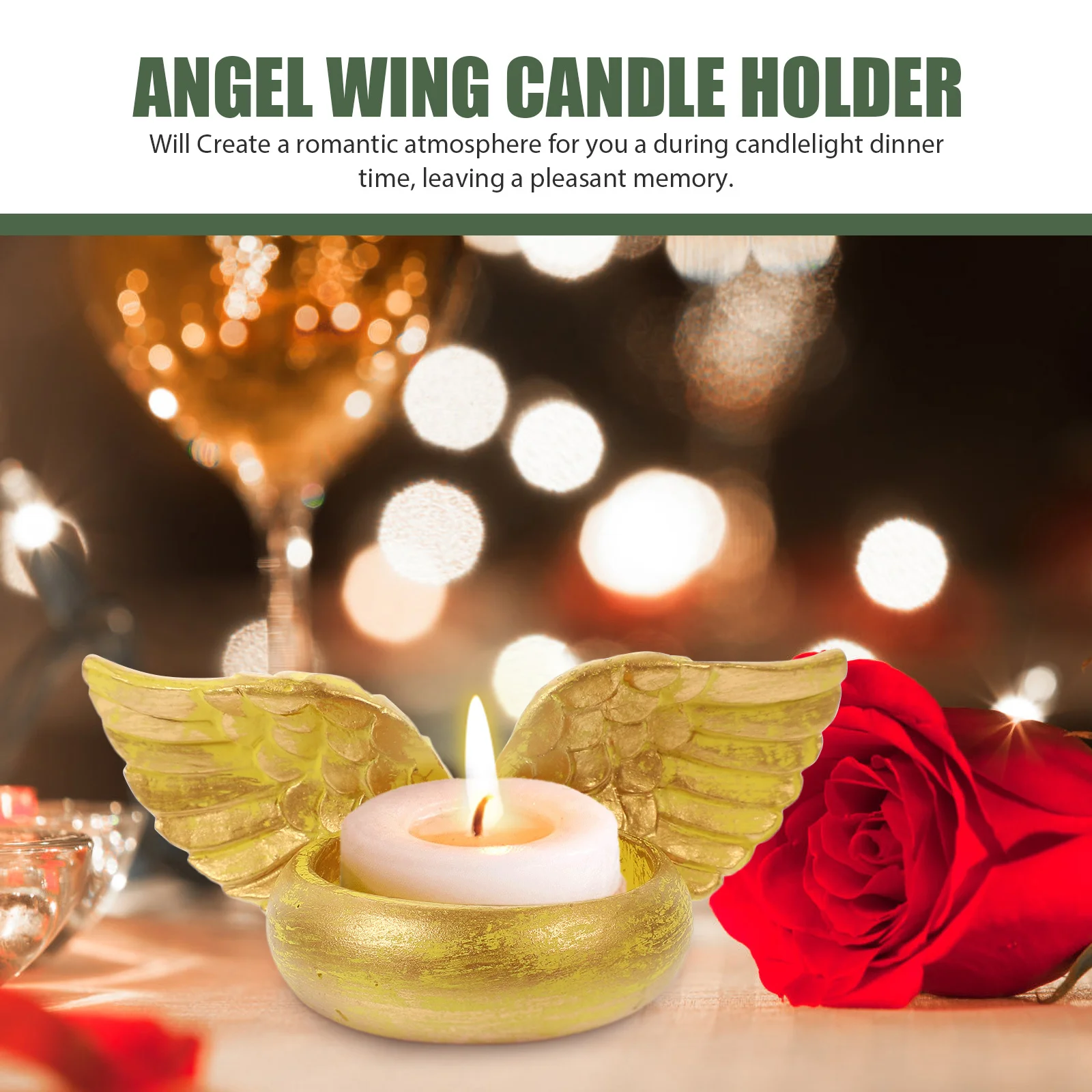 

Resin Holder Angel Wing Design Elegant for Taper Candles Decoration Desktop Party Wedding Xmas Gift Home Decor Item