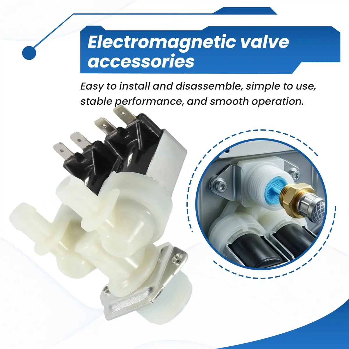 ABFS Drum Washing Machine Inlet Water Valve Dual Heads Inlet Magnetic Valve for Cylinder Washing Machine FPS