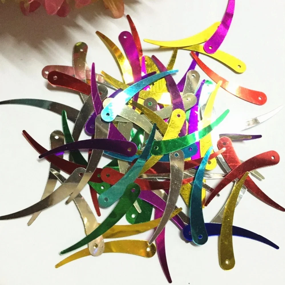 

1000 шт. Пайетки в форме перца чили, 5*32 мм, ПВХ, плоские, для детского творчества, 1 отверстие, черные, золотые, зеленые, синие, красные