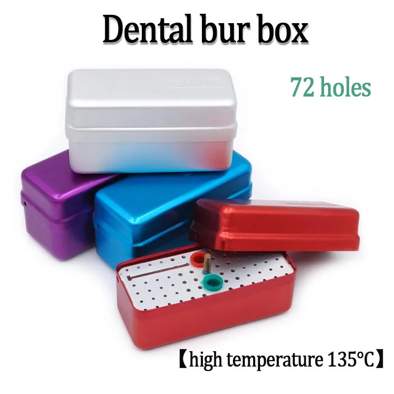 72 Holes Dental Bur Box Aluminum Alloy Multifunctional Dental Instrument