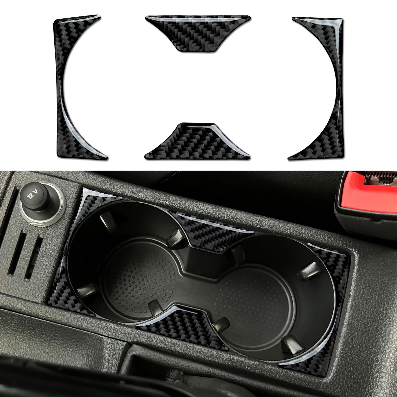 For VW Golf VII MK7 GTE GTI R Variant Car Center Console Water Cup Holder Panel Protect Carbon Fiber Interior Sticker Trim