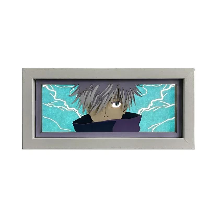 Cartoon Anime Jujutsu Kaisen Multi Color Paper Carving Lamp Desktop Ornament LED Photo Frame Drawing USB Night Light Gift