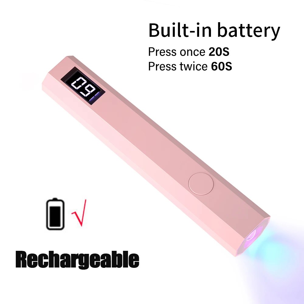 YIKOOLIN UV-licht voor gelnagels Mini UV-nagellamp Professioneel LED-licht voor het uitharden van gellak 2 timingmodi voor doe-het-zelf thuissalon
