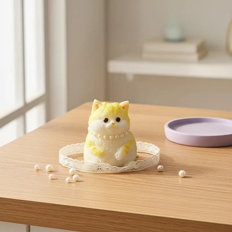 Simulation Cute Cat Soft Squeeze With Flocking Surface Slow Rebound Stress Relief Silicone Cat Pinching For Adults