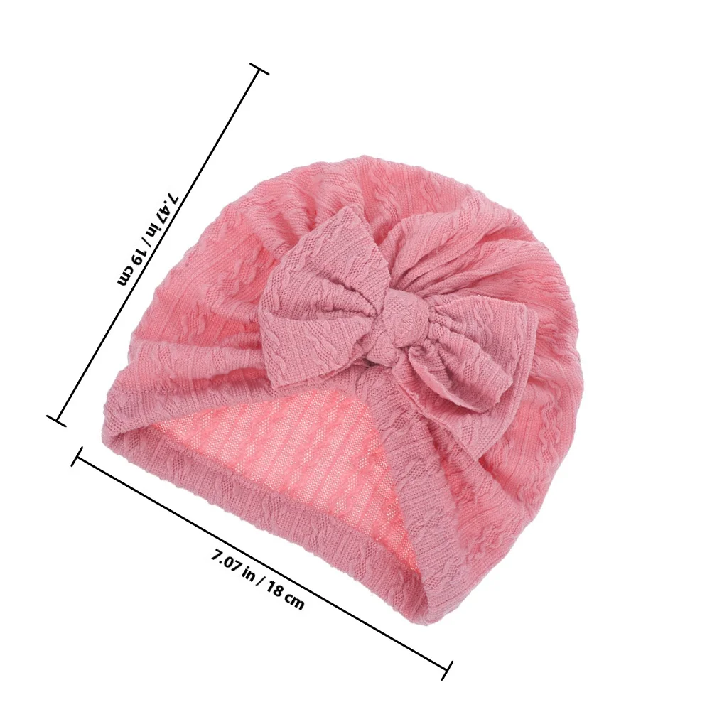 2 قطعة قبعات بونيه للفتيات الصغيرات أغطية رأس على شكل فيونكة كبيرة ناعمة قابلة للتمدد لحديثي الولادة إكسسوارات شعر للأطفال الصغار باللون الوردي