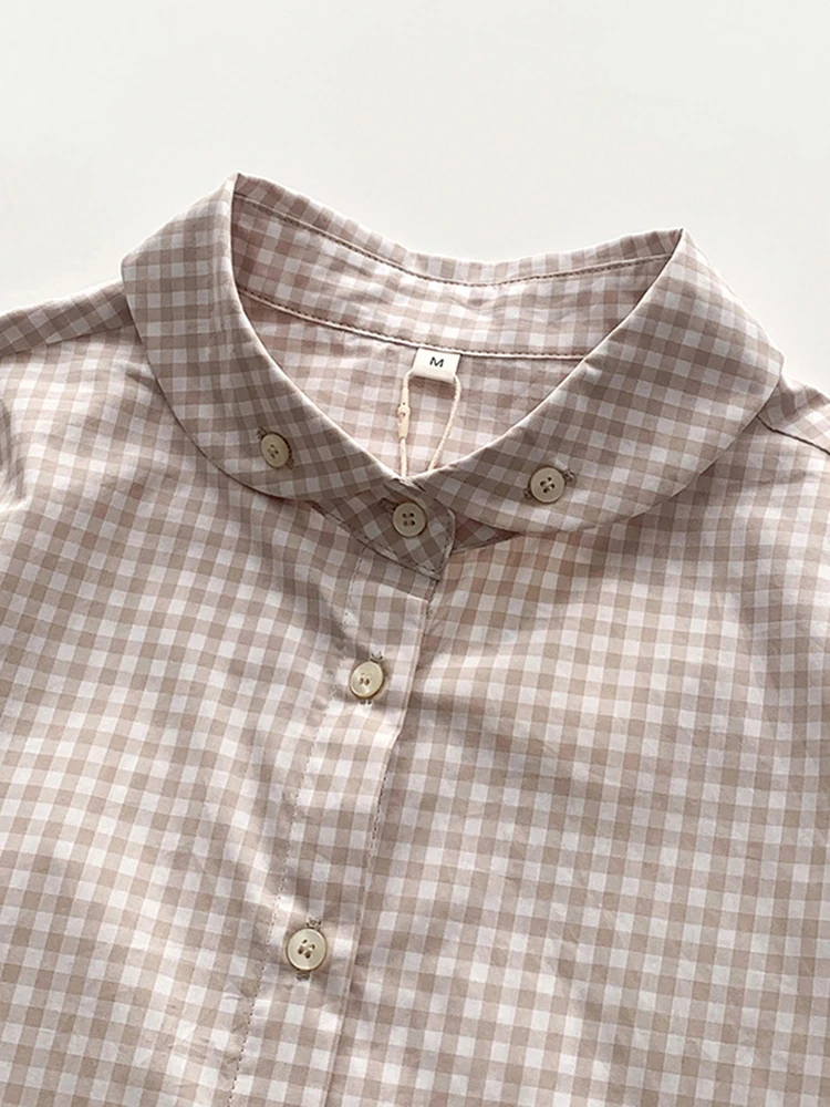 Camisa de manga larga a cuadros para mujer, estilo japonés, holgada, versátil, Simple, de algodón, Top femenino C103, primavera y otoño
