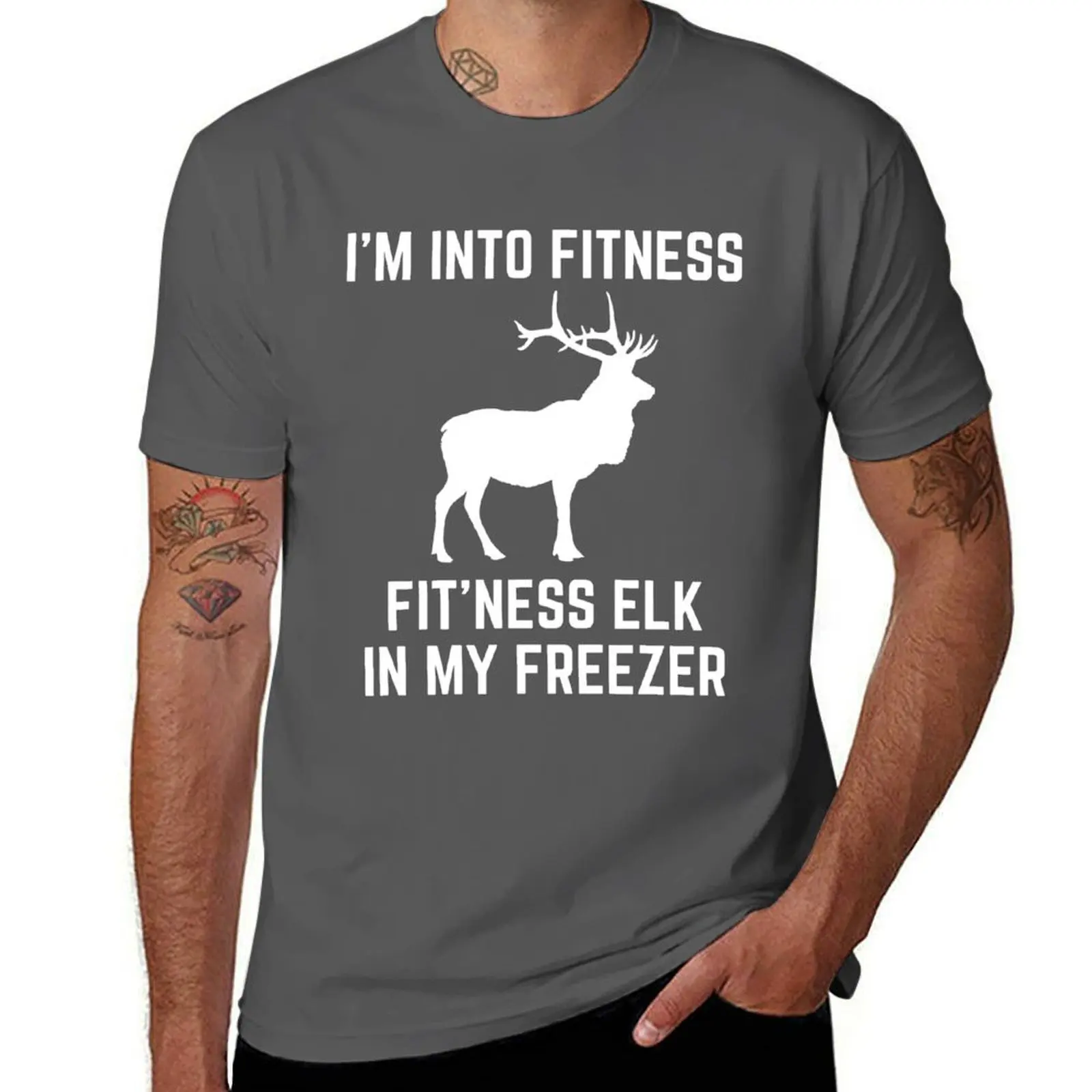 

I'm Into Fitness Fit'ness Elk In My Freezer Elk Hunting T-Shirt anime t shirts oversize t shirts for man slim fit T-Shirt