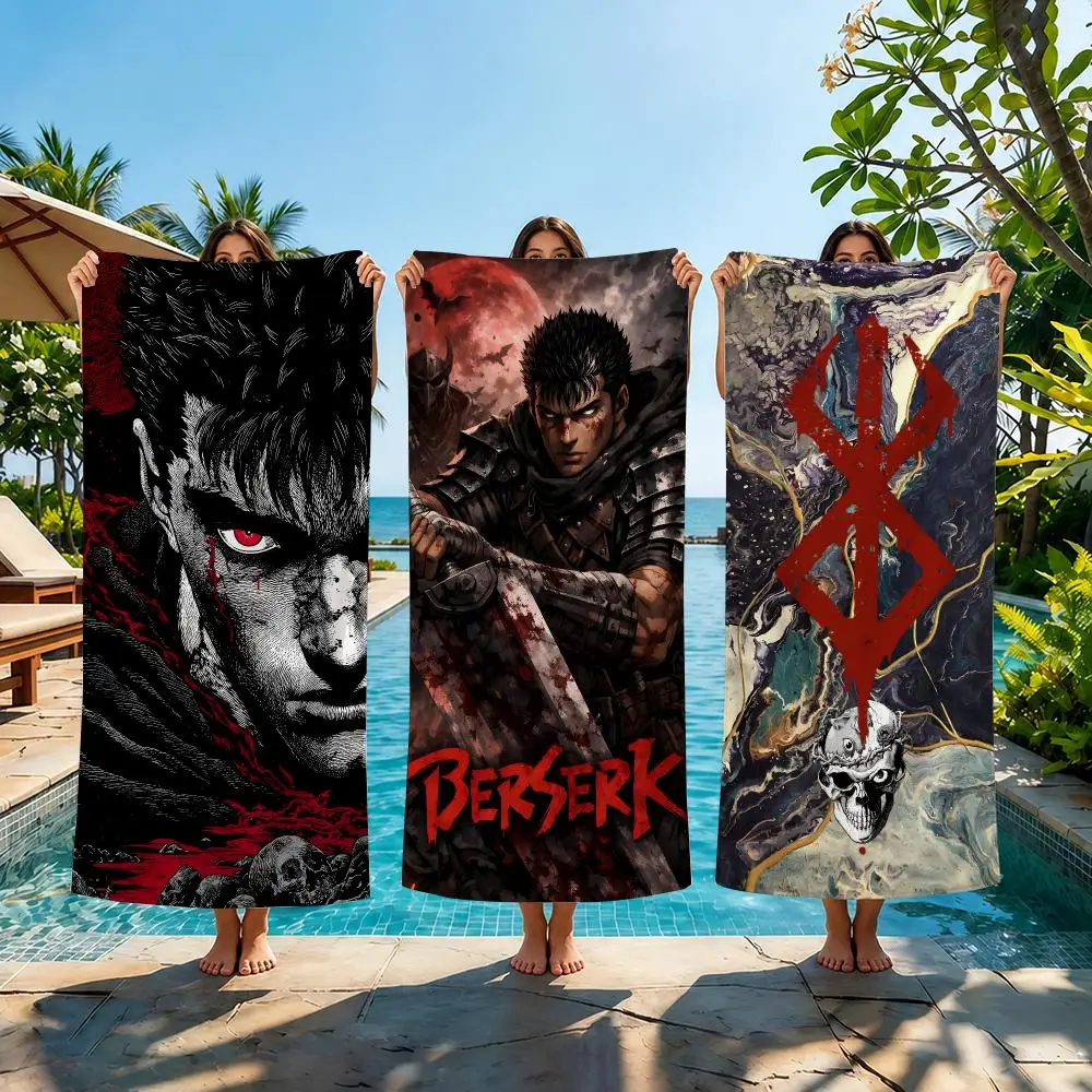 Anime B-Berserk Towel Beach Towel Quick Dry Absorbent Bath Towel For Swimming Gym Camping Outdoor Sunbathing