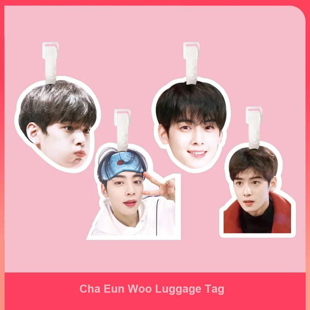 Astro Cha EunWoo PVC Luggage Tag Cute Travel Backpack Schoolbag Hanging Anti-loss Pendant Unisex Student Fans Creative Gifts