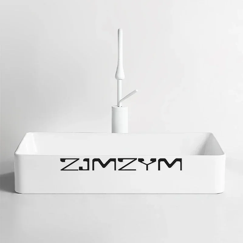 Imagem -04 - Bacia de Mesa Retangular para Máquina de Lavar Lavatório Doméstico Dreno do Lado Esquerdo e Direito Lavatório Aprofundamento de Água Varanda