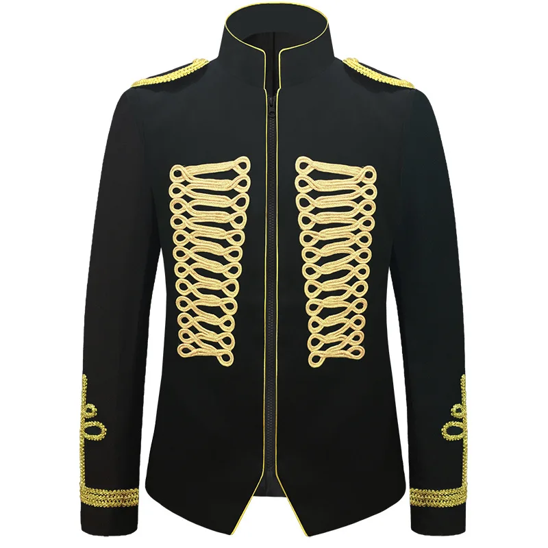Europe Palace Wedding Banquet Party Men Stand Up Jacquard Collar Jacket Fashion Singer Stage Performance Luxury Dress Coats