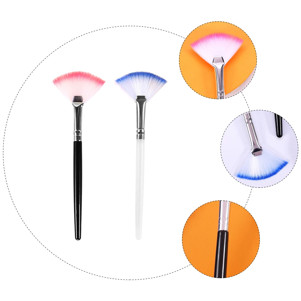 

2pcs Face Mask Brush Fan Makeup Tools for Skin Care Soft Bristles Easy to Hold Apply Highlighter Diffuse Edges Clean