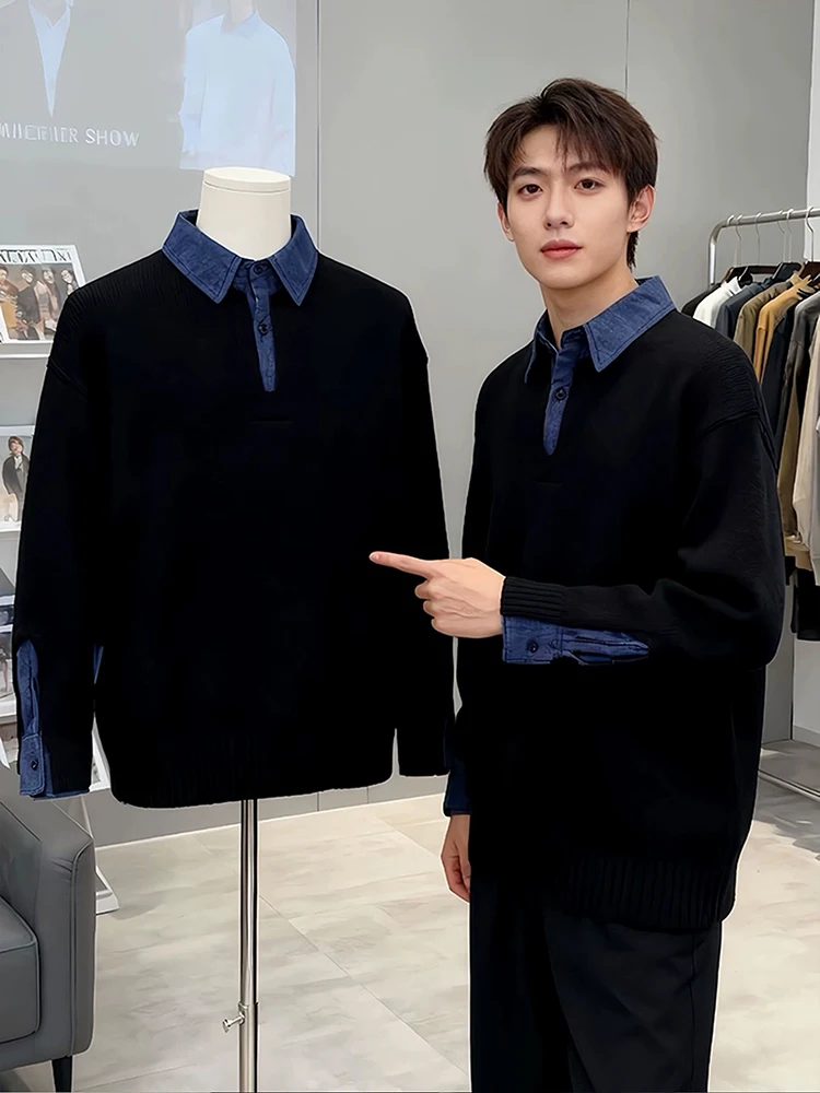 

Мужской вязаный свитер Bla с воротником-стойкой, осенне-зимний, повседневный, свободного кроя, с эффектом высококачественного материала, из полиэстера