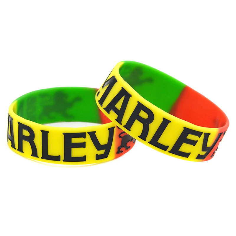 1 PC Bob Marley Silicone Bracelet 1 Inch Wide Wristbands Subsection Color Bangle