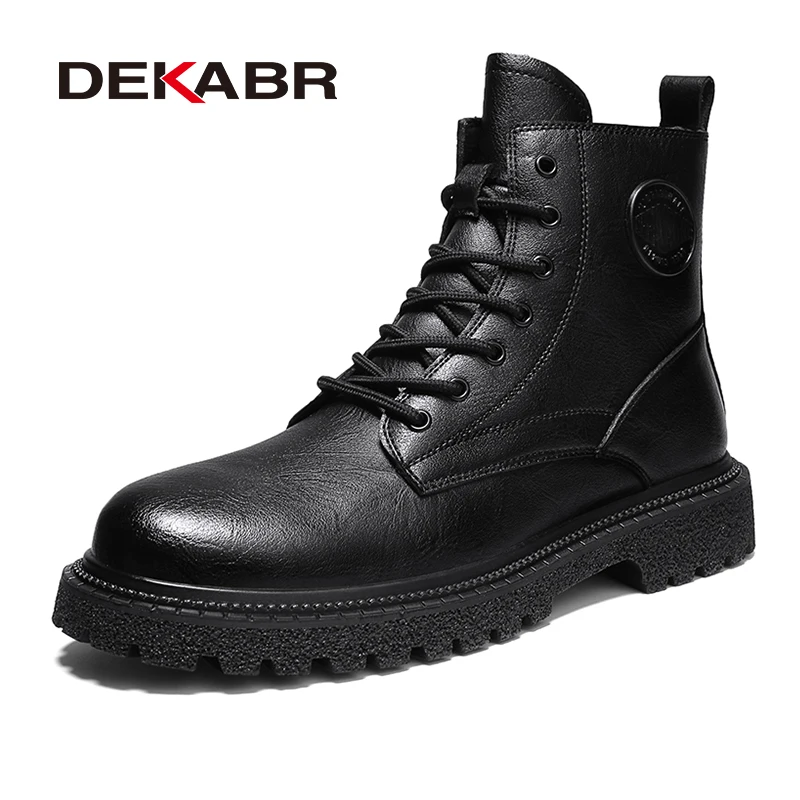 DEKABR Men Boots Leather Casual Platform Boots British Style Autumn Winter Fashion Comfortable Mens Shoes Ankle Botas De Hombre