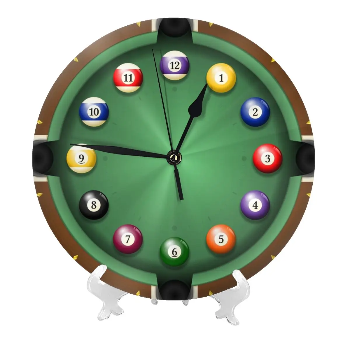 Time To Play Pool Wall Clock Easy to Read Wall Mounted Clock With Silent for Home Decor