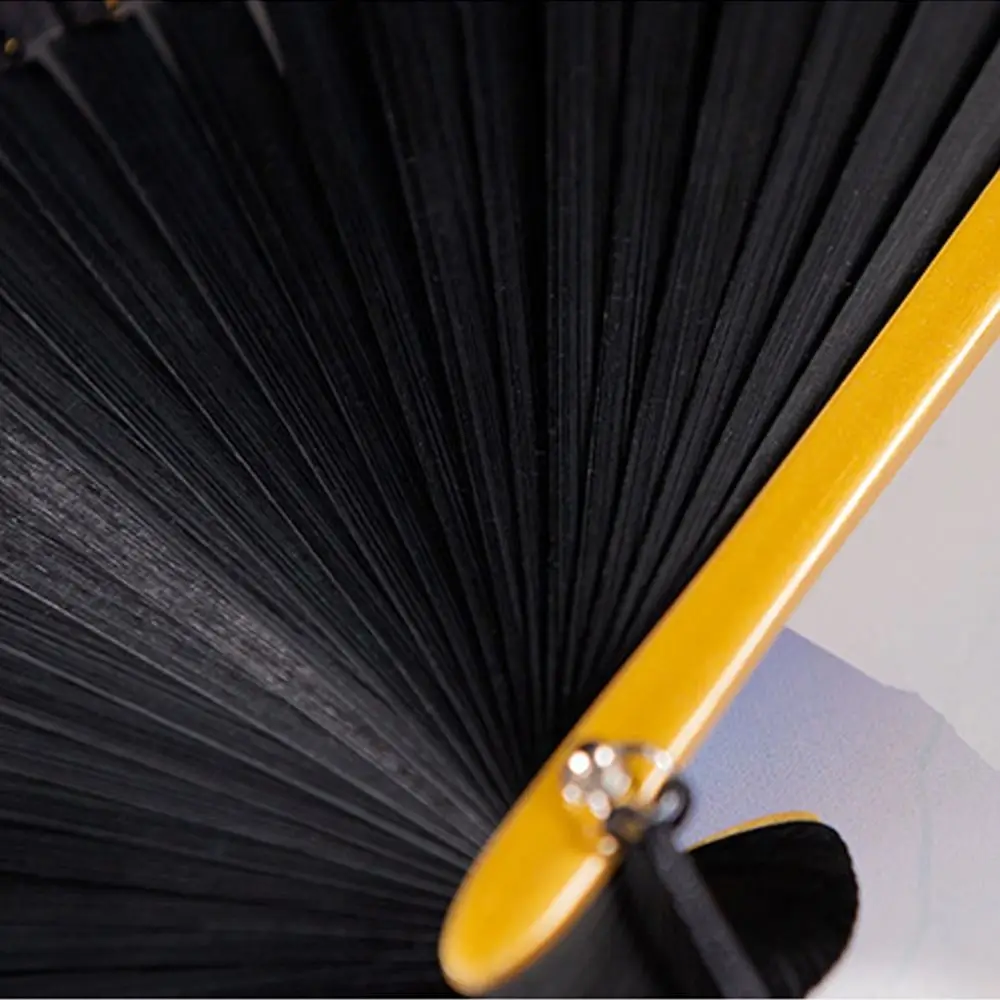 Chinese Style Portable Folding Fan with Tassels Gold Silver Handheld Bamboo Fan Elegant Dance Fan Performances Party