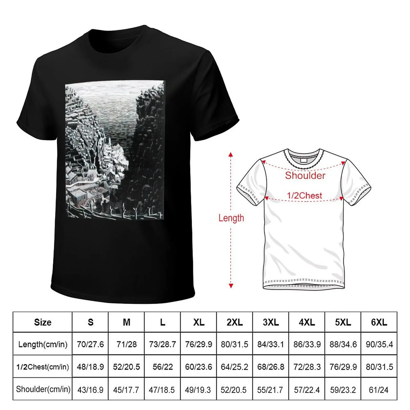 Atrani, Coast of Amalfi - 1932 By MC Escher T-Shirt Functional Casual Short Sleeve Tee