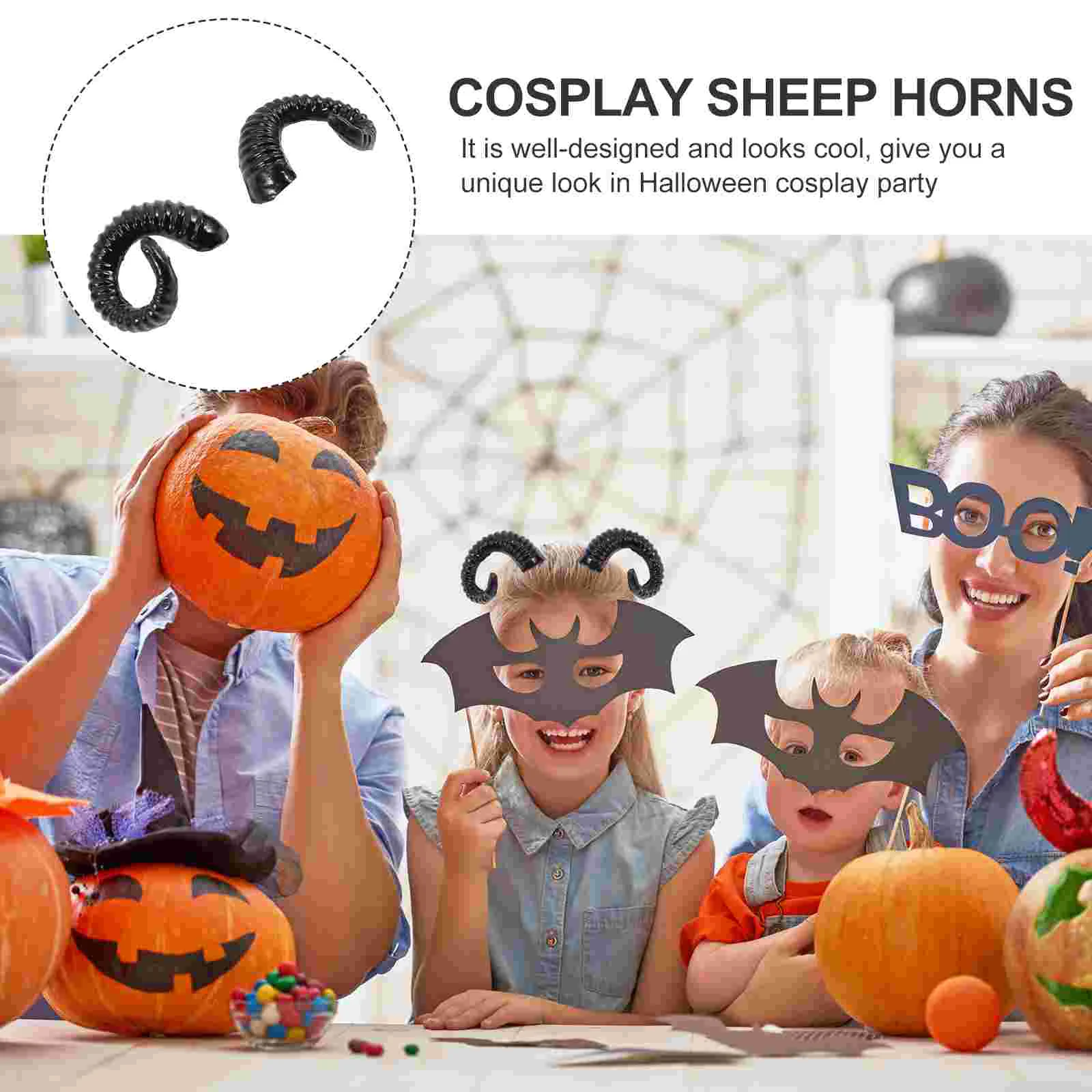 Dierenhoorn hoofdband Kunstmatige croissant Halloween-kostuums Hoorns Hoofdtooi Hoofddeksels Zwart plastic verf Feestaccessoire