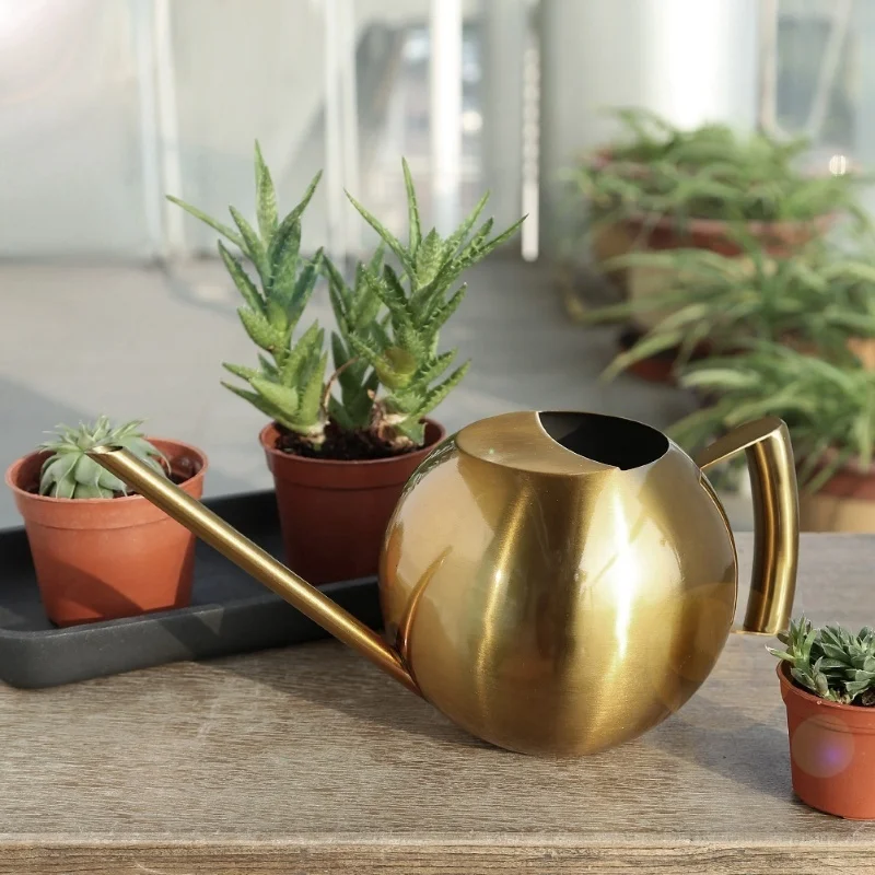 1000ml Stainless Steel Watering Can Sprinkle Pot Long Mouth Garden Flowers Plants Flower ToolGold