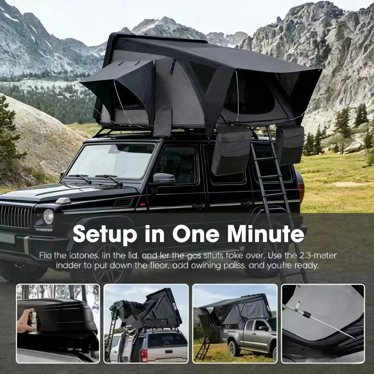 4 Person Aluminum Double Layer Four-season Waterproof Hard Shell Roof Top Tent RTT for 4x4 Offroad Camping