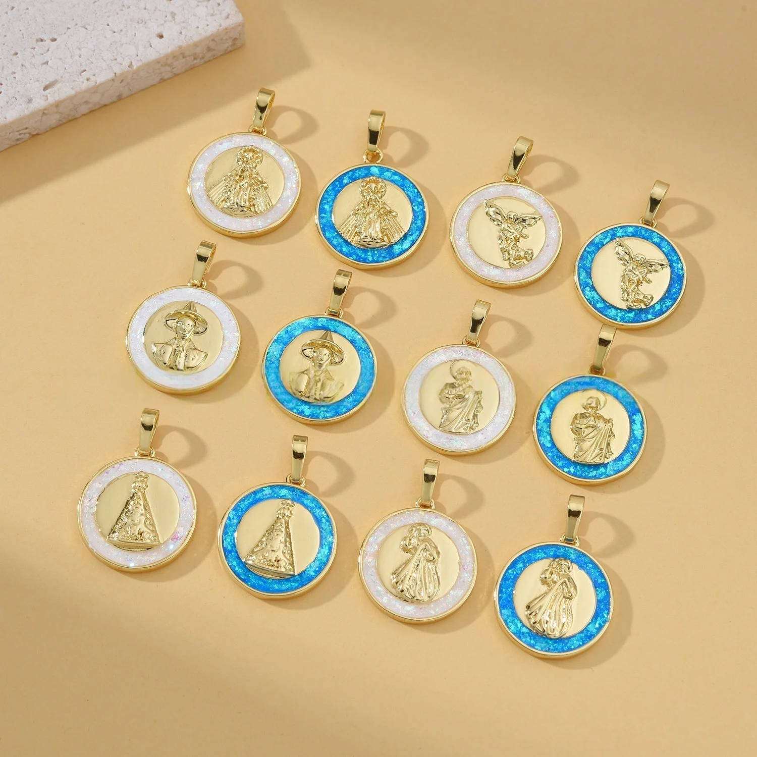 

5 Pieces European and American Aobao Religious Virgin Angel Necklace Pendant DIY Jewelry Making Material Accessories Wholesale