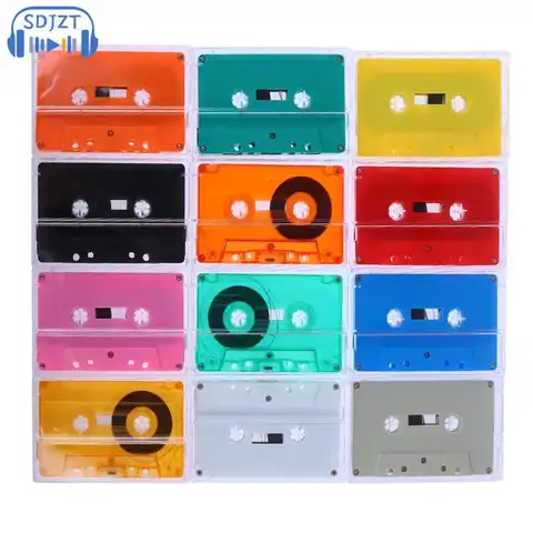 1Set Standard Cassette Color Blank Tape Player With 45 Minutes Magnetic Audio Tape Clear Storage Box For Speech Music Recording