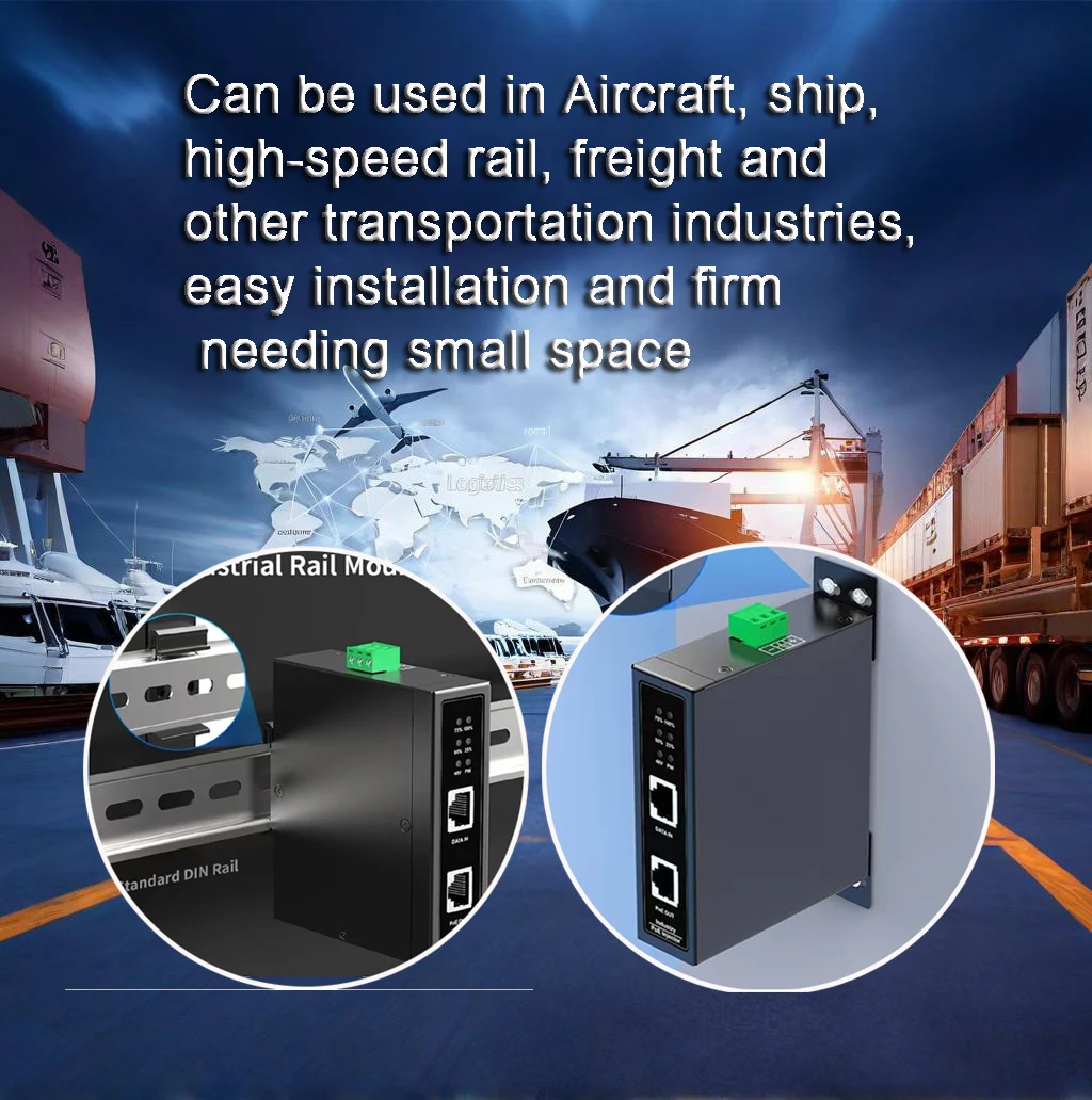

10G industrial POE splitter 90W|DIN 10 gigabit separator|Port isolation|12Vdc output|802.3at/af/bt|6KV surge protection