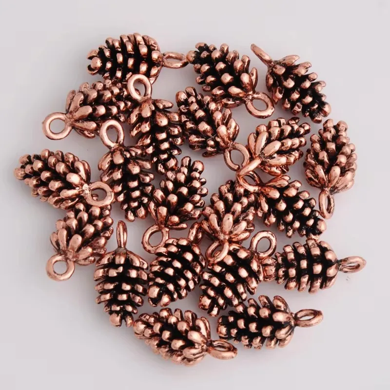 10pcs 8*15Mm Diy Silver Color Pine Cone Charms Gold Color Pinecone Nut Pendant 3D Jewelry Accessories High Quality Plating