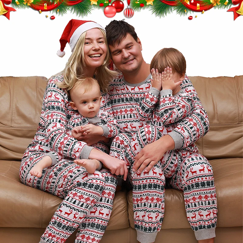 2024 Family Christmas Pajamas Matching Clothes Set Xmas Adult  Father Mother Kids Sleepwear For Son Daughter Look Pyjamas Outfit