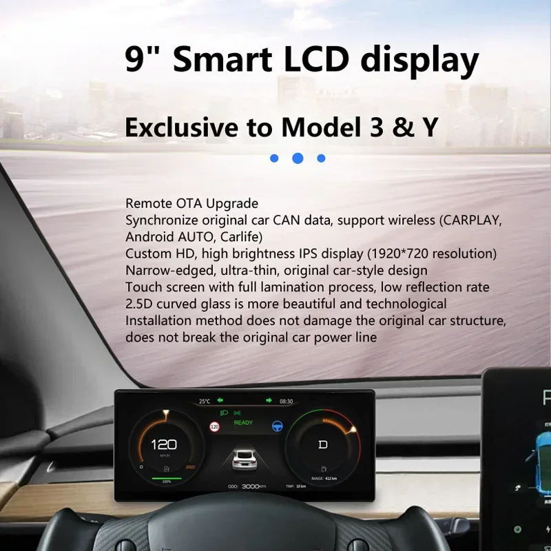 Applicable to Tesla MODEL3/Y LCD Meters Screen OTA Intelligent Control Vehicle Intelligent Interconnection CarPlay