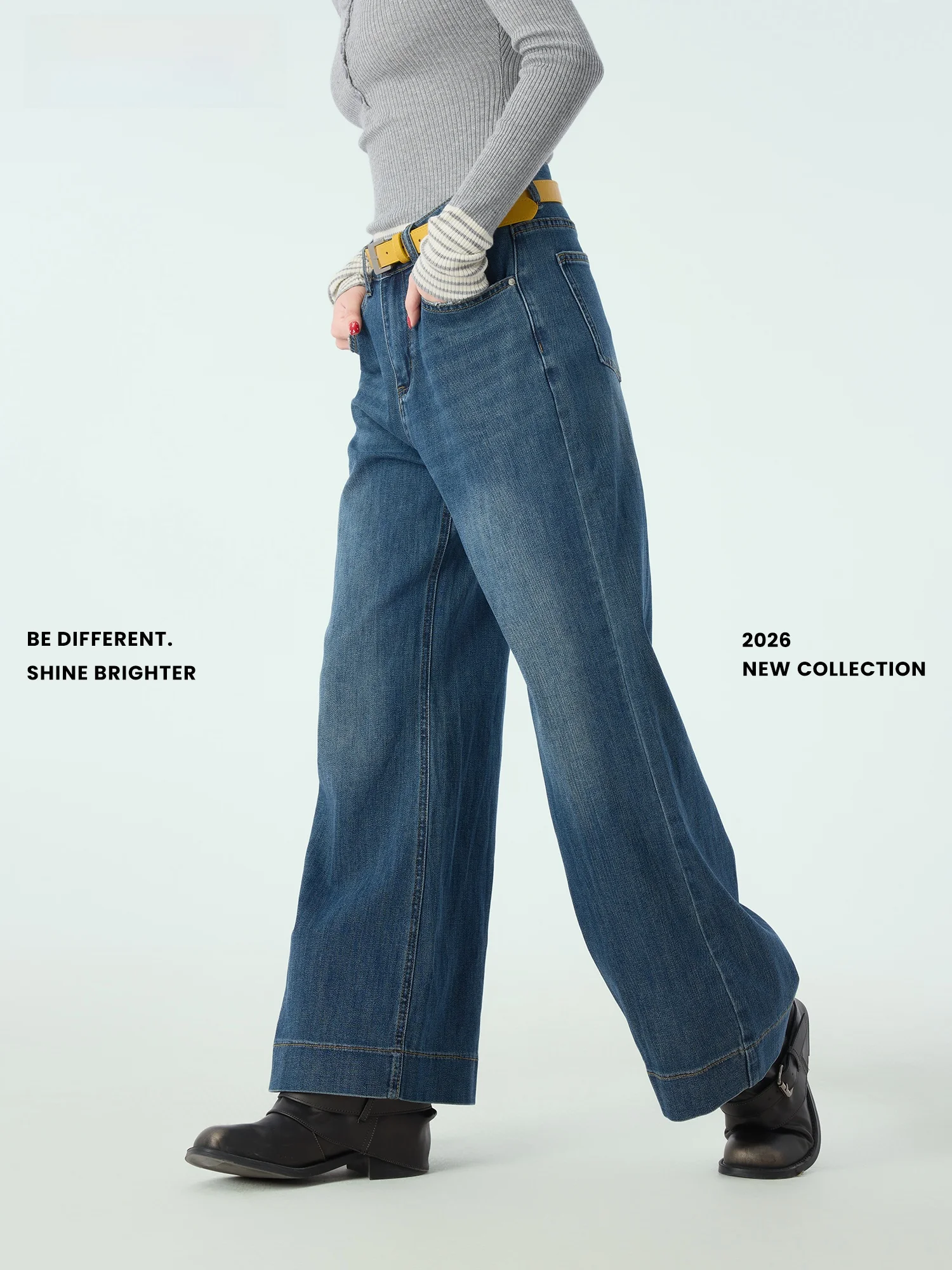 

Comfortable High Waist Straight Leg Jeans Women's Commute Pants Spring New Arrival Soft Cotton Ladies Premium Denim