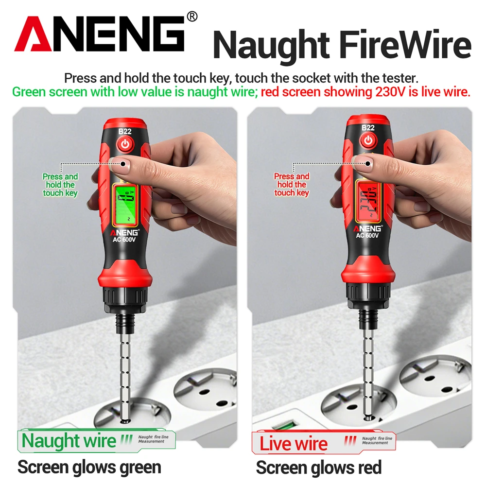 ANENG B22 Non Contact Voltage Detector Electrical Pen Rechargeable AC Voltage Tester 30~1000V Smart Breakpoint Finder Indicator - view 5