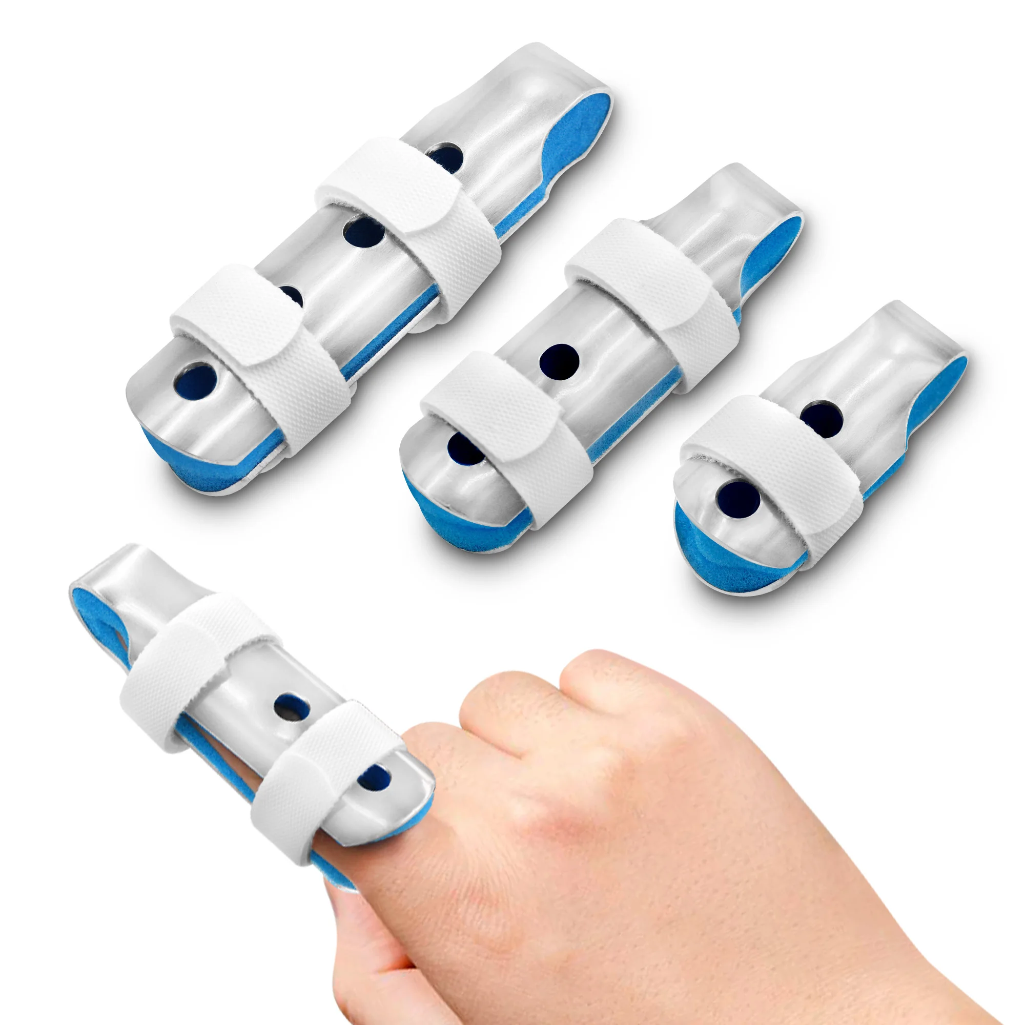 Pinkiou Metal Finger Splints and Braces 3PCS Finger Support Brace Finger Stabilizer with Soft Foam Interior and Loop Straps