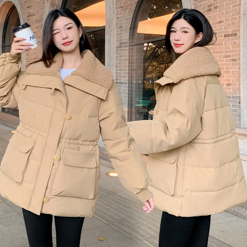 Parkas Women Coats Zipper Jackets Turn Down Collar Thick Warm Y2k Streetwear Elegant Jacket Mid Length Coat Autumn Winter 2025