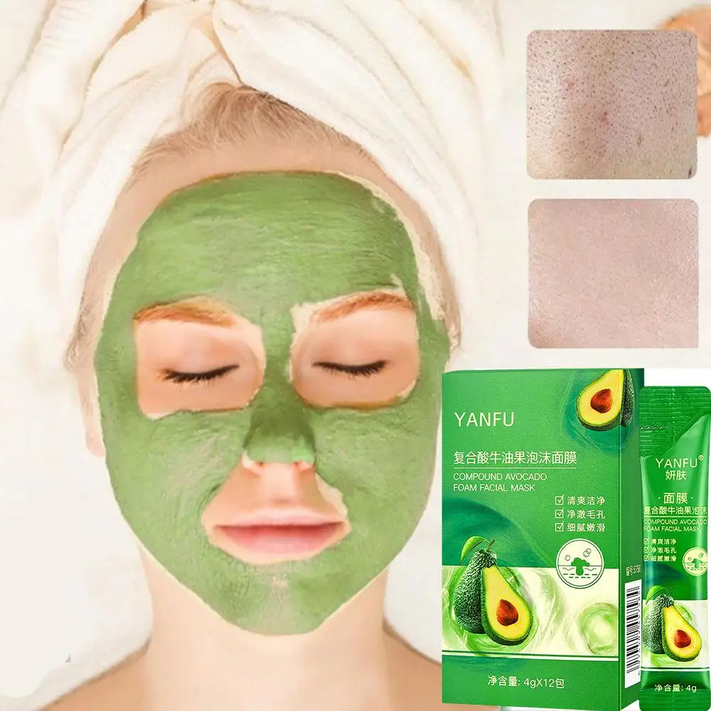 Yanfu Huidverlichting Complex Avocado Schuim Gezichtsmasker Aanvullen Huid Gecoate Reiniging Hydraterende Onafhankelijke Verpakking Een X2n3