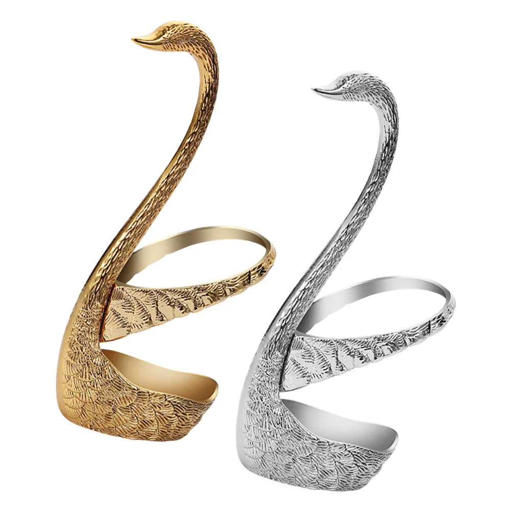 

2Pcs Cutlery Storage Holder Zinc Alloy Swan Shape Elegant Tableware Stand Kitchen Organizer Drying Rack Storage Base