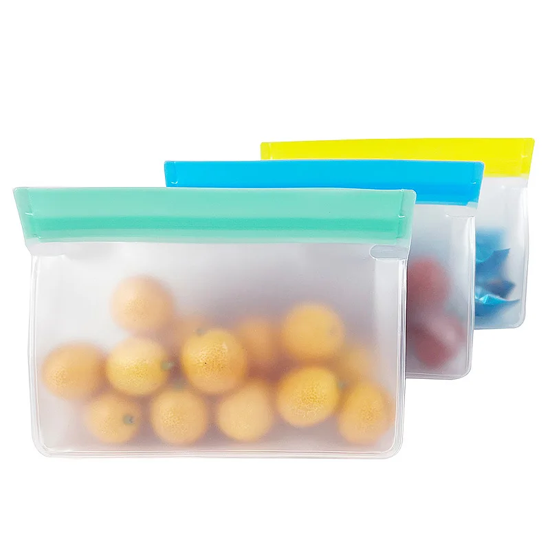 Reusable Food Bag Silicone Freezer Bag Leakproof Food Ziplock Bags Fruit Sealed Food Storage Bag Fresh keeping Bags Zipper Bag