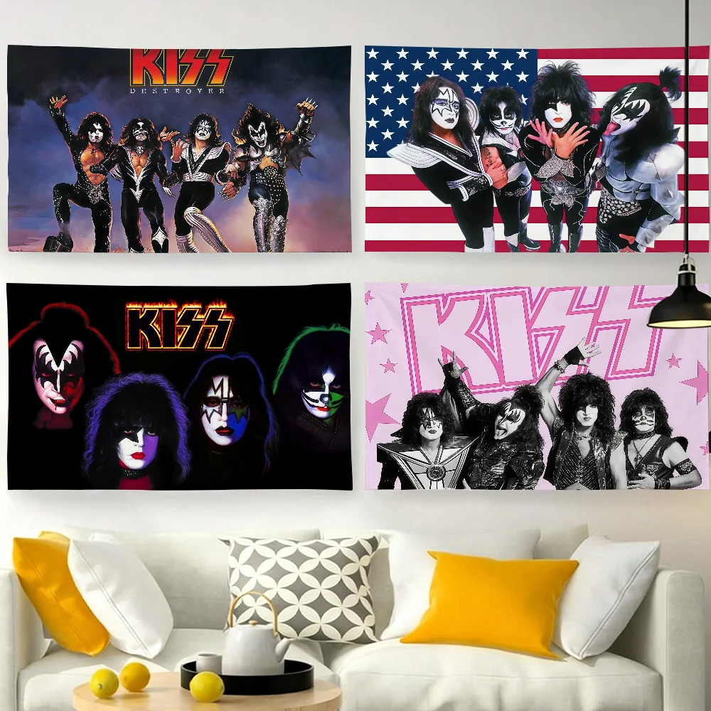 Music Rock Band K-Kiss-S flag For Garden Party Living Room Home Wall Decor Banner Bedroom Outdoor Tapestry